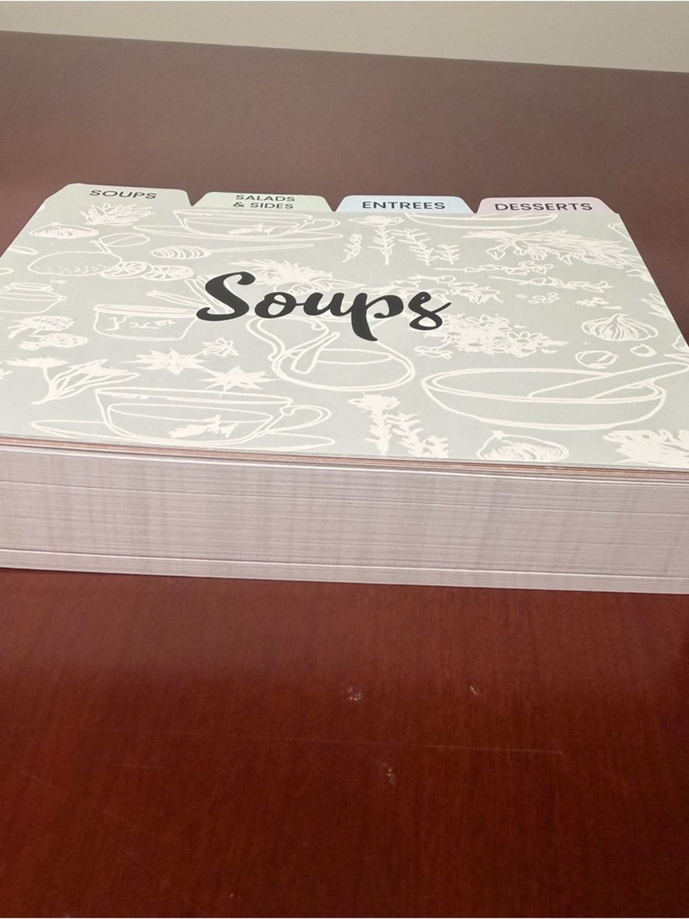 Recipe Card Set with Category Dividers - Soups, Salads, Entrees, Desserts 5x7 - Picture 2 of 4